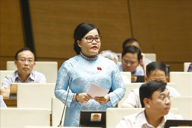 Đại biểu Quốc hội TP Huế NguyễnThị Sửu phát biểu. Ảnh: Doãn Tấn - TTXVN