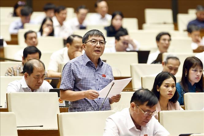 Đại biểu Quốc hội tỉnh Kon Tum Phạm Đình Thanh phát biểu. Ảnh: Doãn Tấn - TTXVN