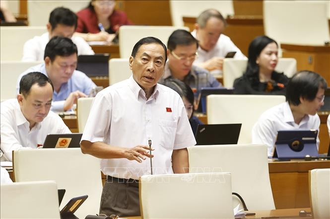 Đại biểu Quốc hội tỉnh Đồng Tháp Phạm Văn Hòa phát biểu. Ảnh: Doãn Tấn - TTXVN
