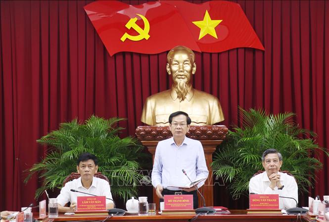 Ông Đỗ Thanh Bình, Ủy viên Trung ương Đảng, Bí thư Thành ủy Cần Thơ phát biểu. Ảnh: Ngọc Thiện- TTXVN

