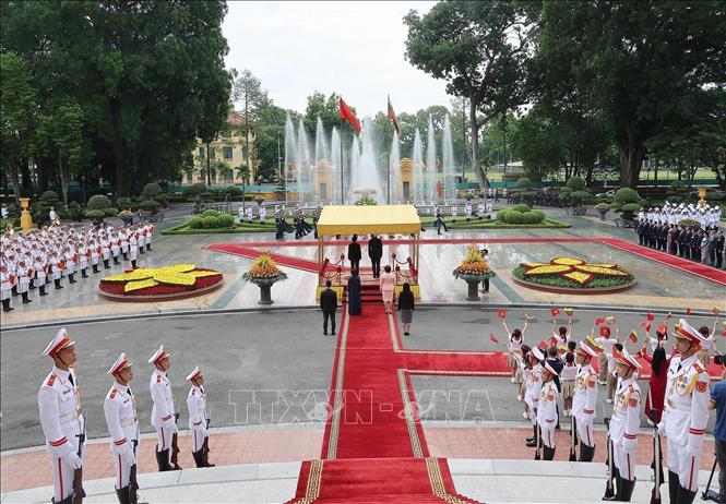 A view of the welcome ceremony. VNA Photo