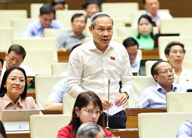 Đại biểu Quốc hội tỉnh Thái Bình Phan Đức Hiếu phát biểu. Ảnh: Minh Đức – TTXVN
