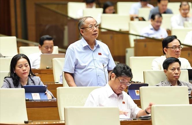 Đại biểu Quốc hội tỉnh Thái Bình Nguyễn Văn Thân phát biểu. Ảnh: Minh Đức – TTXVN