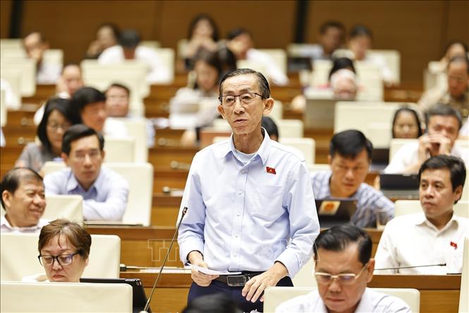 Đại biểu Quốc hội TP Hồ Chí Minh Trần Hoàng Ngân phát biểu. Ảnh: Doãn Tấn - TTXVN