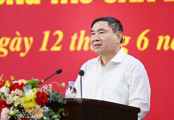Bí thư Tỉnh ủy Điện Biên Trần Quốc Cường phát biểu tại buổi lễ. Ảnh: Trung Kiên - TTXVN