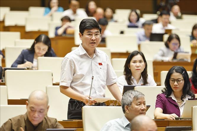 Đại biểu Quốc hội TP Hà Nội Nguyễn Tuấn Thịnh phát biểu. Ảnh: Doãn Tấn - TTXVN