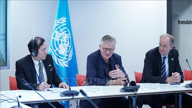 UN Under-Secretary General Jean-Pierre Lacroix speaks at a press briefing on June 13. VNA/Photo by courtesy