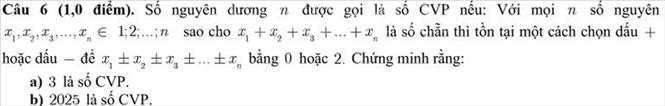 Câu 6 đề thi môn Toán và vào lớp 10 Trường THPT Chuyên Vĩnh Phúc. Ảnh: TTXVN phát