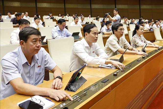 Đại biểu Quốc hội ấn nút biểu quyết thông qua các Luật. Ảnh: Doãn Tấn - TTXVN