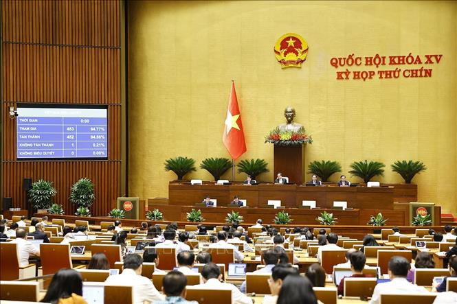 Quốc hội biểu quyết thông qua Luật Thuế thu nhập doanh nghiệp (sửa đổi). Ảnh: Doãn Tấn - TTXVN