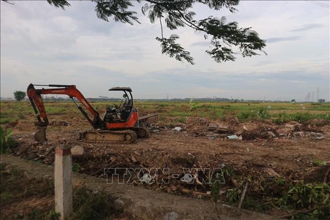Hiện trường Cụm công nghiệp Minh Hải 1, xã Minh Hải, huyện Văn Lâm, tỉnh Hưng Yên. Ảnh: Mạnh Khánh-TTXVN                              