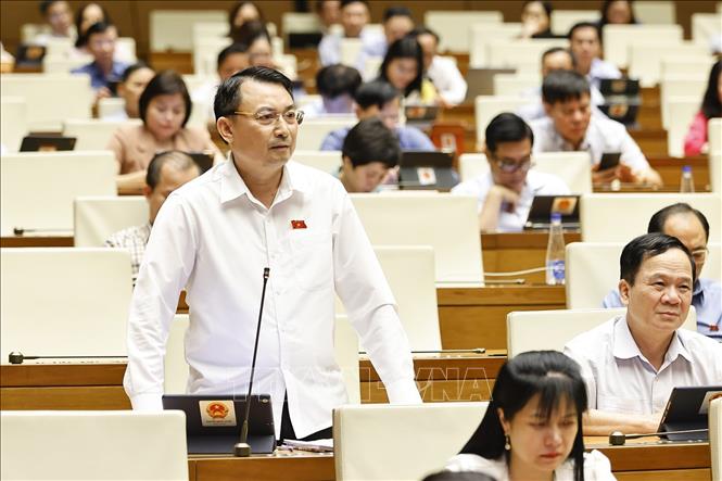 Đại biểu Quốc hội thành phố Hà Nội Nguyễn Quốc Duyệt phát biểu. Ảnh: Doãn Tấn - TTXVN