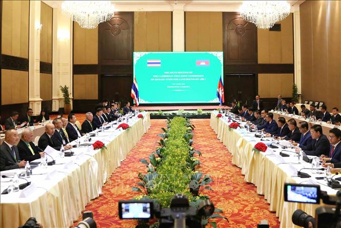 Cuộc họp JBC diễn ra tại thủ đô Phnom Penh ngày 14/6/2025, đúng dịp kỷ niệm 25 năm ngày Campuchia và Thái Lan ký kết Bản ghi nhớ năm 2000 về đo đạc và phân định biên giới đất liền. Ảnh: Huỳnh Thảo - PV TTXVN tại Campuchia