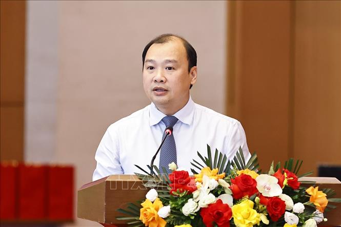 Thứ trưởng Thường trực Bộ Văn hoá, Thể thao và Du lịch Lê Hải Bình phát biểu. Ảnh: Doãn Tấn - TTXVN