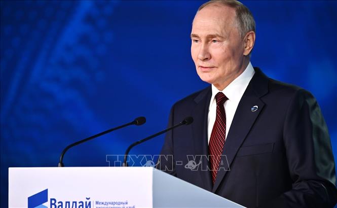 Tổng thống Nga Vladimir Putin phát biểu tại Moskva. Ảnh: AA/TTXVN