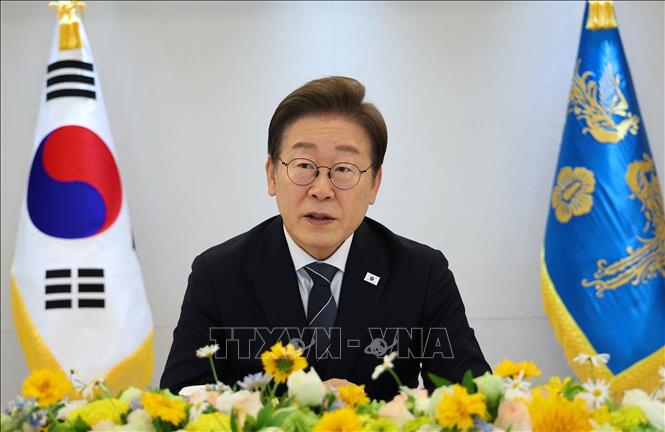 Tổng thống Hàn Quốc Lee Jae Myung phát biểu tại cuộc họp ở Seoul. Ảnh: Yonhap/TTXVN