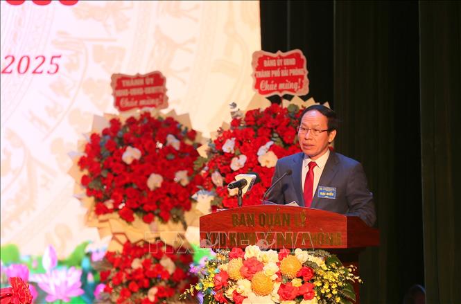 Bí thư Thành ủy Hải Phòng Lê Tiến Châu phát biểu. Ảnh: Minh Thu - TTXVN