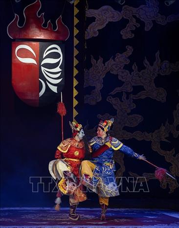 Tuong artists perform highly stylized and exaggerated gestures. VNA Photo: Khánh Hòa