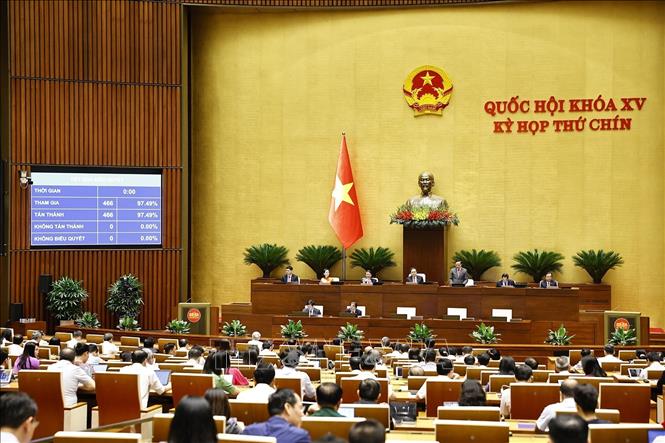 Quốc hội biểu quyết thông qua Luật Tổ chức chính quyền địa phương (sửa đổi). Ảnh: Doãn Tấn - TTXVN
