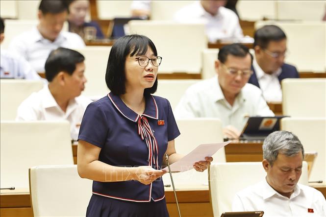 Đại biểu Quốc hội tỉnh Hải Dương Nguyễn Thị Việt Nga phát biểu. Ảnh: Doãn Tấn - TTXVN 