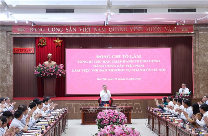 Tổng Bí thư Tô Lâm chủ trì buổi làm việc. Ảnh: Thống Nhất - TTXVN