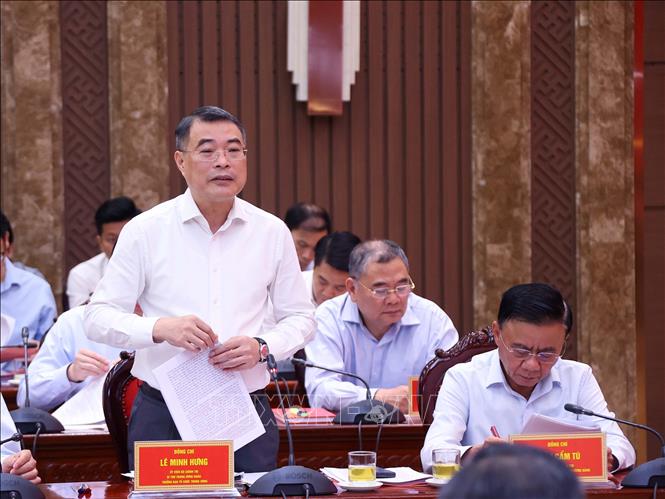 Trưởng ban Tổ chức Trung ương Lê Minh Hưng phát biểu. Ảnh: Văn Điệp – TTXVN