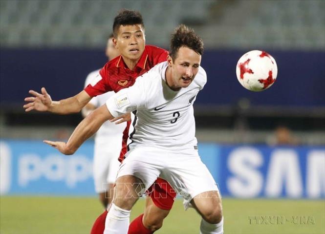 Đội tuyển U20 Việt Nam thi đấu với đội tuyển U20 New Zealand tại Bảng E Vòng chung kết World Cup U20 năm 2017 trên sân vận động Cheonan (Hàn Quốc, 22/5/2017). Ảnh: Minh Tiến – TTXVN
