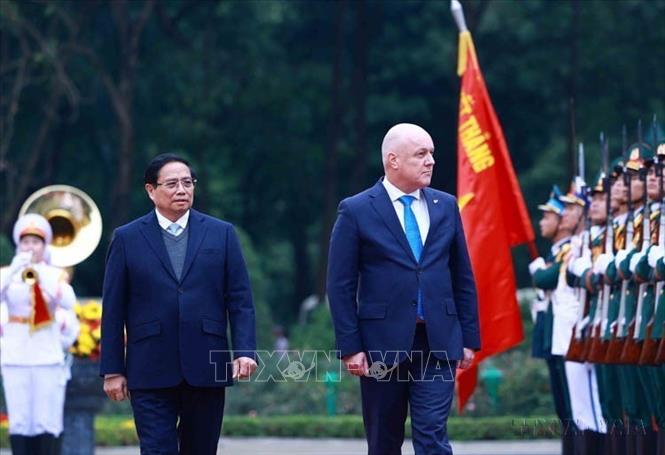 Thủ tướng Phạm Minh Chính chủ trì Lễ đón Thủ tướng New Zealand Christopher Luxon thăm chính thức Việt Nam và dự Diễn đàn tương lai ASEAN lần thứ hai, từ ngày 25 đến 28/2/2025. Ảnh: Dương Giang - TTXVN