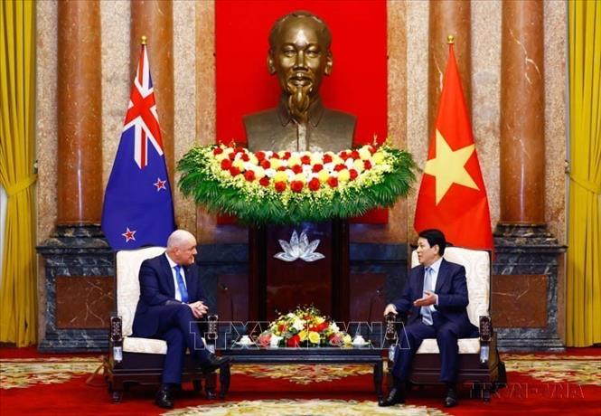 Chủ tịch nước Lương Cường tiếp Thủ tướng New Zealand Christopher Luxon thăm chính thức Việt Nam (26/2/2025). Ảnh: Lâm Khánh – TTXVN