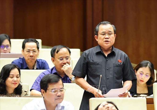 Đại biểu Quốc hội tỉnh Bà Rịa – Vũng Tàu Nguyễn Tâm Hùng phát biểu. Ảnh: Minh Đức – TTXVN