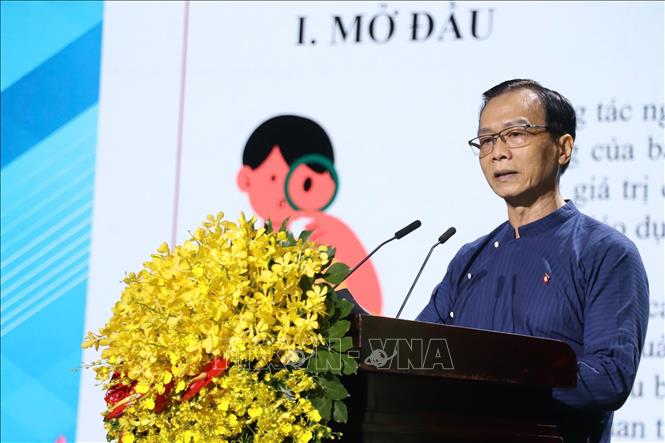 Ông Hoàng Anh Tuấn, Giám đốc Bảo tàng Lịch sử Thành phố Hồ Chí Minh, phát biểu tại Hội nghị. Ảnh: Thu Hương - TTXVN