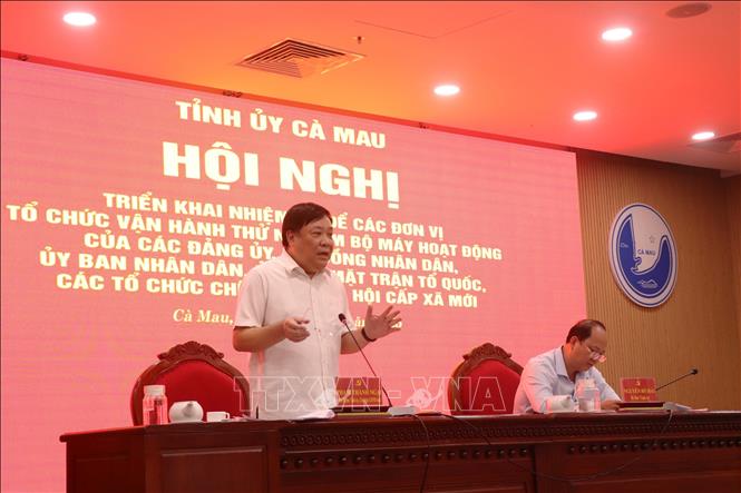 Ông Phạm Thành Ngại, Phó Bí thư Tỉnh ủy, Chủ tịch UBND tỉnh Cà Mau phát biểu. Ảnh: Kim Há - TTXVN