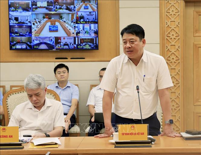  Tổng Giám đốc Tập đoàn Điện lực Việt Nam Nguyễn Anh Tuấn phát biểu. Ảnh: TTXVN phát