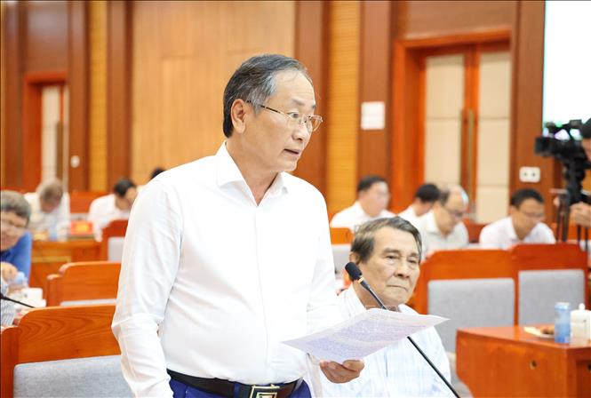 Ông Nguyễn Đắc Tài – Chủ tịch Liên hiệp các hội Khoa học và Kỹ thuật tỉnh Khánh Hòa phát biểu. Ảnh: Tiên Minh - TTXVN