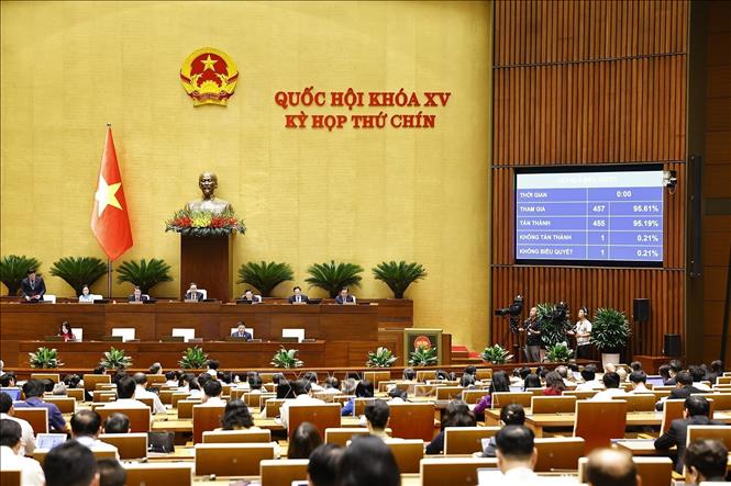 Quốc hội biểu quyết thông qua Luật sửa đổi, bổ sung một số điều của Luật Doanh nghiệp. Ảnh: Doãn Tấn - TTXVN
