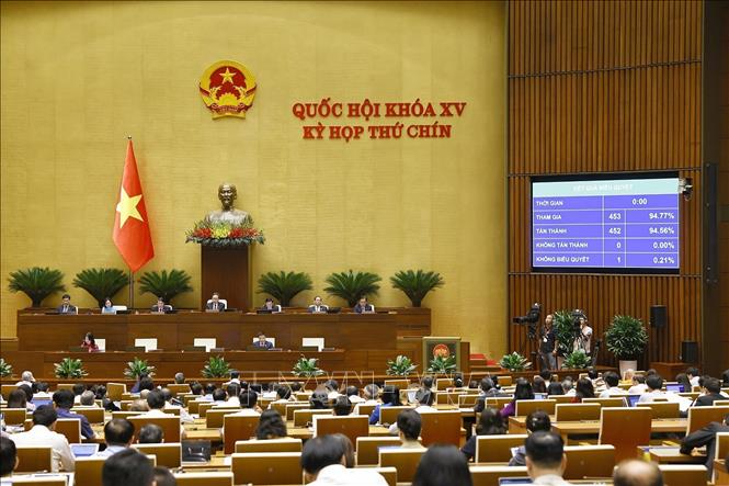 Quốc hội biểu quyết thông qua Nghị quyết của Quốc hội về giảm thuế giá trị gia tăng. Ảnh: Doãn Tấn - TTXVN