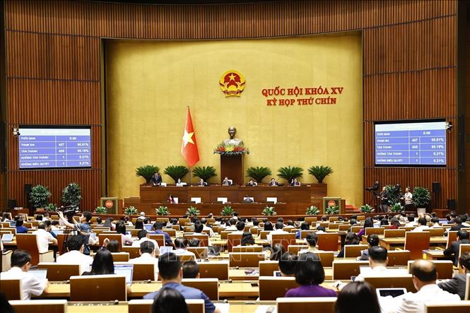 Quốc hội biểu quyết thông qua Luật sửa đổi, bổ sung một số điều của Luật Doanh nghiệp. Ảnh: Doãn Tấn - TTXVN