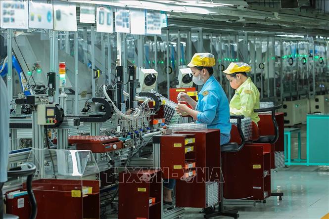 Production at the 100% Japanese-invested Foster Vietnam Electronics Co. Ltd. at the Vietnam-Singapore IP II (VSIP II). VNA Photo: Hoàng Hiếu