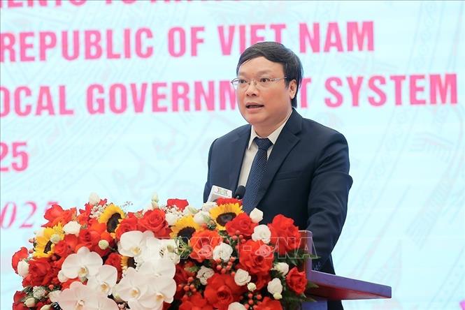 Thứ trưởng Bộ Nội vụ Trương Hải Long phát biểu. Ảnh: An Đăng - TTXVN