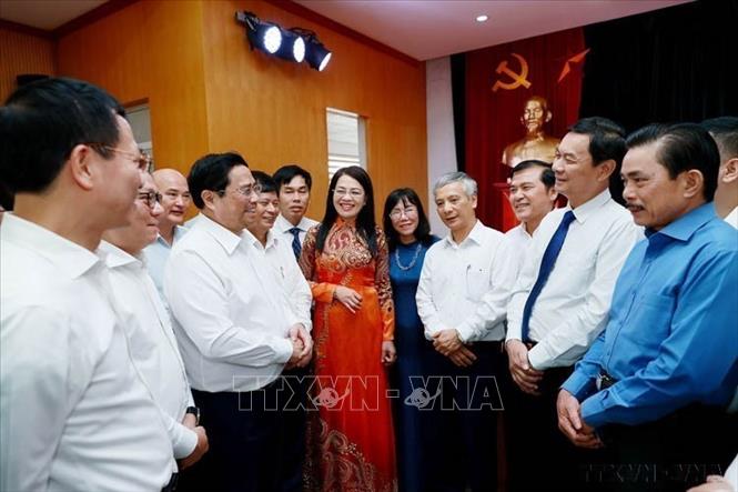 Thủ tướng Phạm Minh Chính đến thăm và làm việc với Hội Nhà báo Việt Nam (13/6/2023). Ảnh: Dương Giang-TTXVN