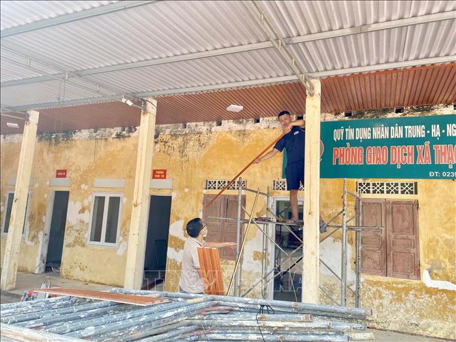 Hệ thống cơ sở vật chất tại trụ sở phường Thạch Hạ (thành phố Hà Tĩnh) đang được tu sửa để đáp ứng việc vận hành chính quyền mới. Ảnh: Hữu Quyết – TTXVN