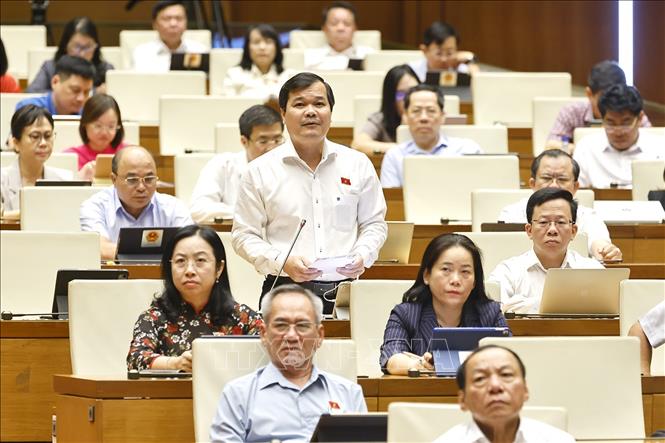 Đại biểu Quốc hội tỉnh Hậu Giang Nguyễn Văn Quân phát biểu. Ảnh: Doãn Tấn - TTXVN
