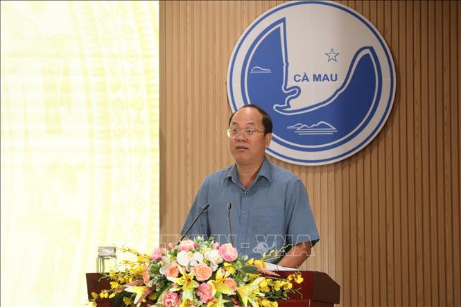 Bí thư Tỉnh ủy Cà Mau Nguyễn Hồ Hải phát biểu. Ảnh: Kim Há – TTXVN