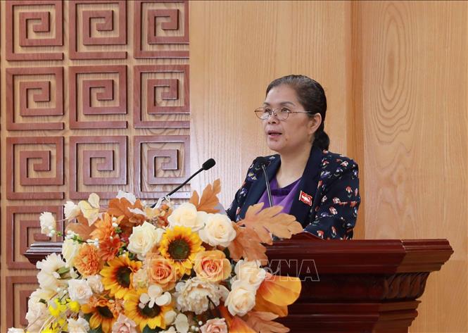 Bí thư Tỉnh ủy, Chủ tịch Hội đồng nhân dân tỉnh Lai Châu Giàng Páo Mỷ phát biểu khai mạc. Ảnh: Quý Trung – TTXVN