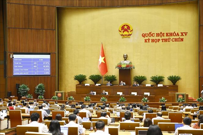 Quốc hội biểu quyết thông qua Luật sửa đổi, bổ sung một số điều của Luật Chất lượng sản phẩm, hàng hóa. Ảnh: Doãn Tấn - TTXVN
