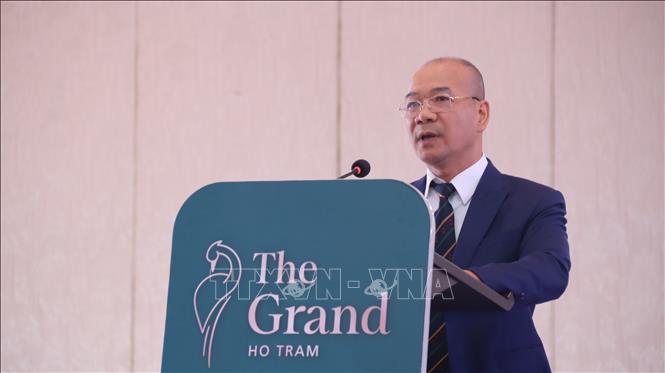 Ông Hoàng Quốc Vinh, Trưởng phòng thể thao thành tích cao-Cục Thể dục thể thao Việt Nam phát biểu tại buổi lễ. Ảnh: Huỳnh Sơn-TTXVN