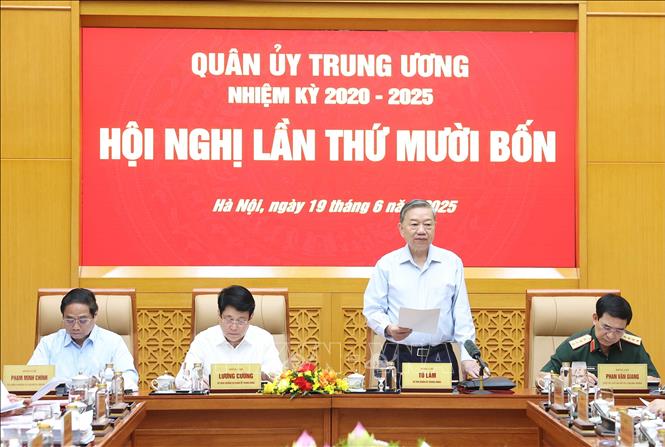 Tổng Bí thư Tô Lâm, Bí thư Quân uỷ Trung ương phát biểu. Ảnh: Thống Nhất – TTXVN