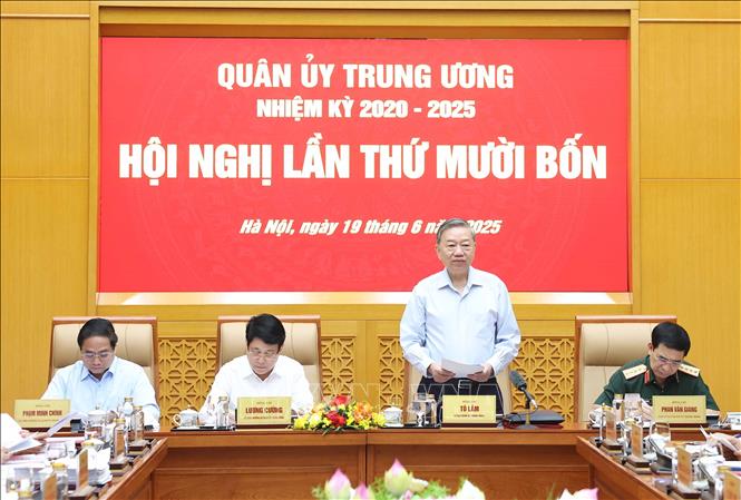 Tổng Bí thư Tô Lâm, Bí thư Quân uỷ Trung ương phát biểu. Ảnh: Thống Nhất – TTXVN