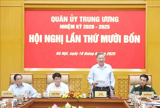 Tổng Bí thư Tô Lâm, Bí thư Quân uỷ Trung ương phát biểu. Ảnh: Thống Nhất – TTXVN