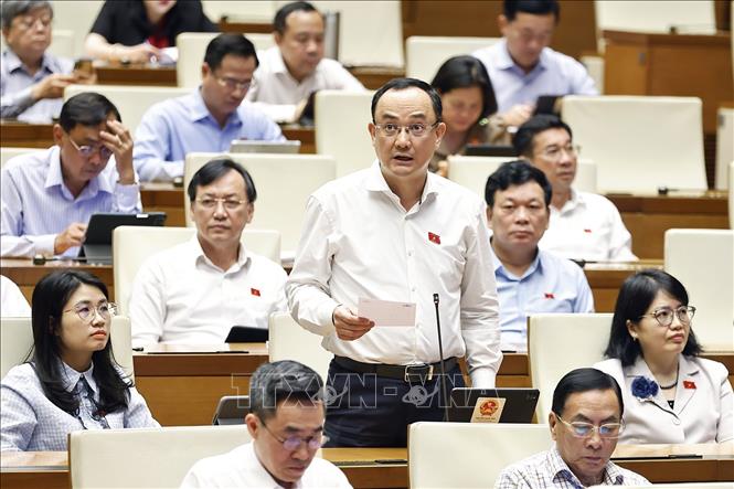 Đại biểu Quốc hội tỉnh Hải Dương Nguyễn Ngọc Sơn đặt câu hỏi chất vấn. Ảnh: Doãn Tấn - TTXVN